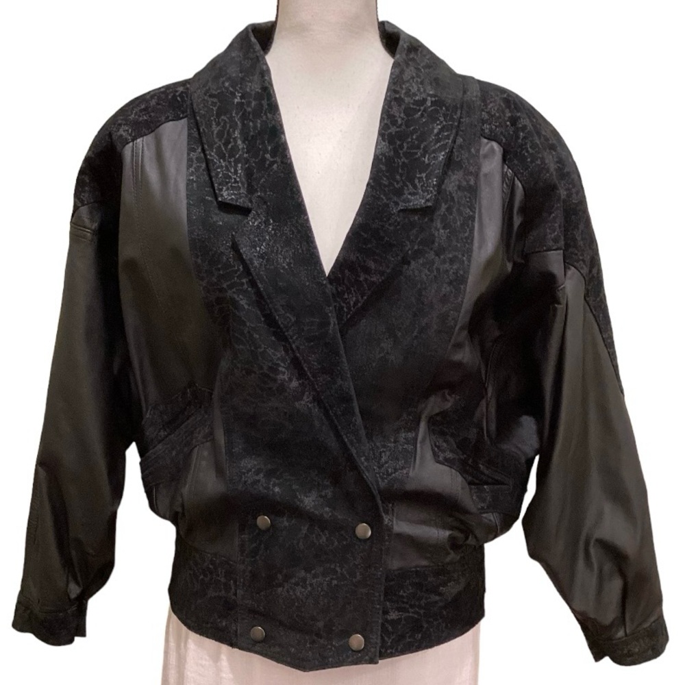 Vintage Leather & Suede Jacket 80s 90s Womens Black Lisa Frankenstein Madonna